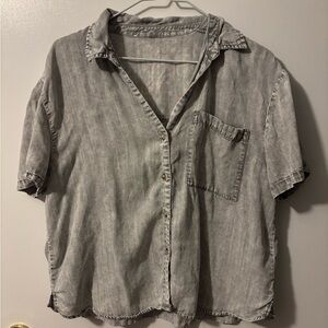 Casual Gray Bohemian Cottage Core Button-Up Shirt